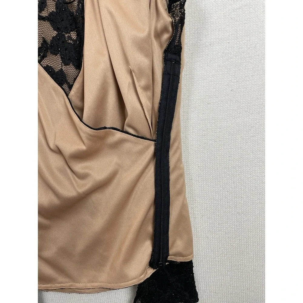 JS BOUTIQUE Lace Overlay Blouse M Sequins Faux-Wrap Mesh Top Evening Romantic - Picture 13 of 14